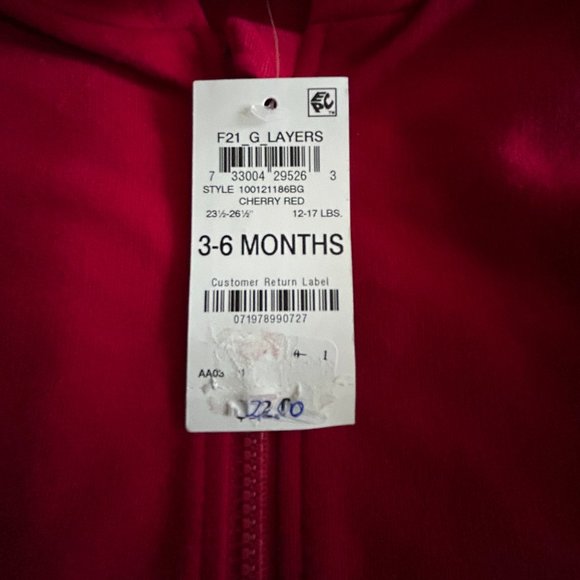 FIRST IMPRESSIONS GIRLS CHERRY RED HOODIE 3-6 MONTHS - Picture 6 of 6